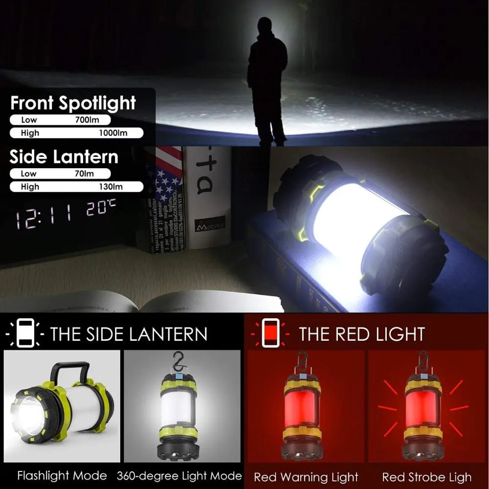 Outdoor Emergency Camping Light Flashlight Rechargeable Battery Power Bank – image 2