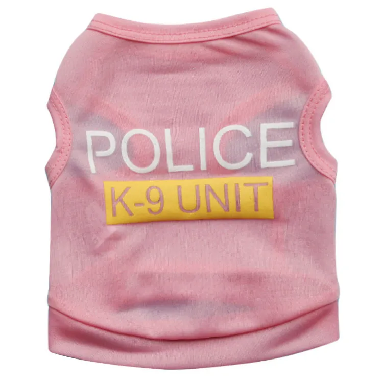 Spring And Summer Police Dog Pet Clothes Vest - Pink