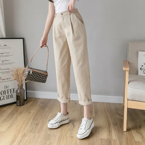 Casual fashion cropped pants Apricot - Shop at LoveMi