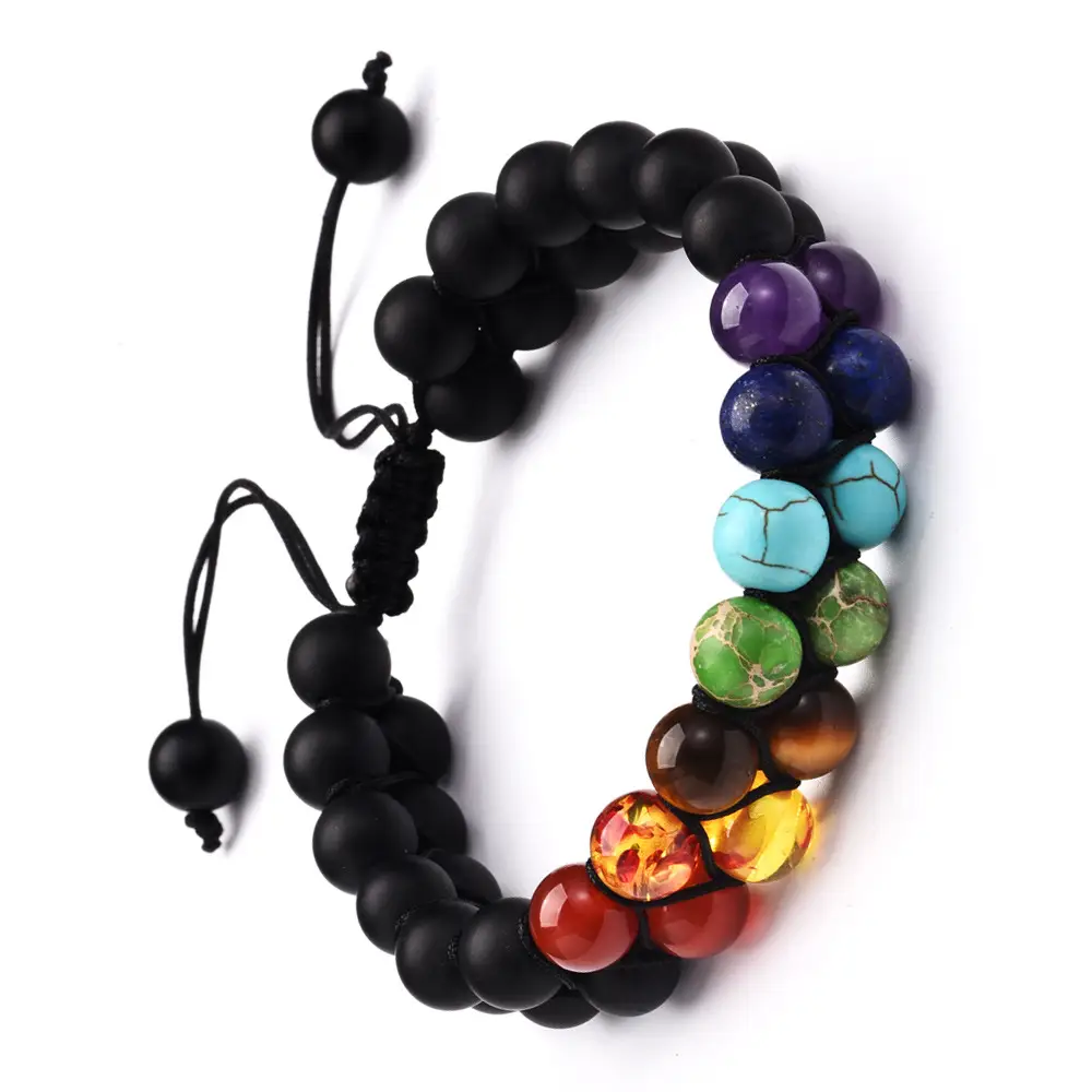 Seven chakra double layer natural stone bracelet