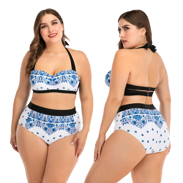 Fat woman underwire big cup ladies swimsuit Blue - Shop at LoveMi