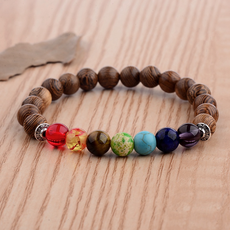 Title 7, Colorful yoga chakra wooden beads