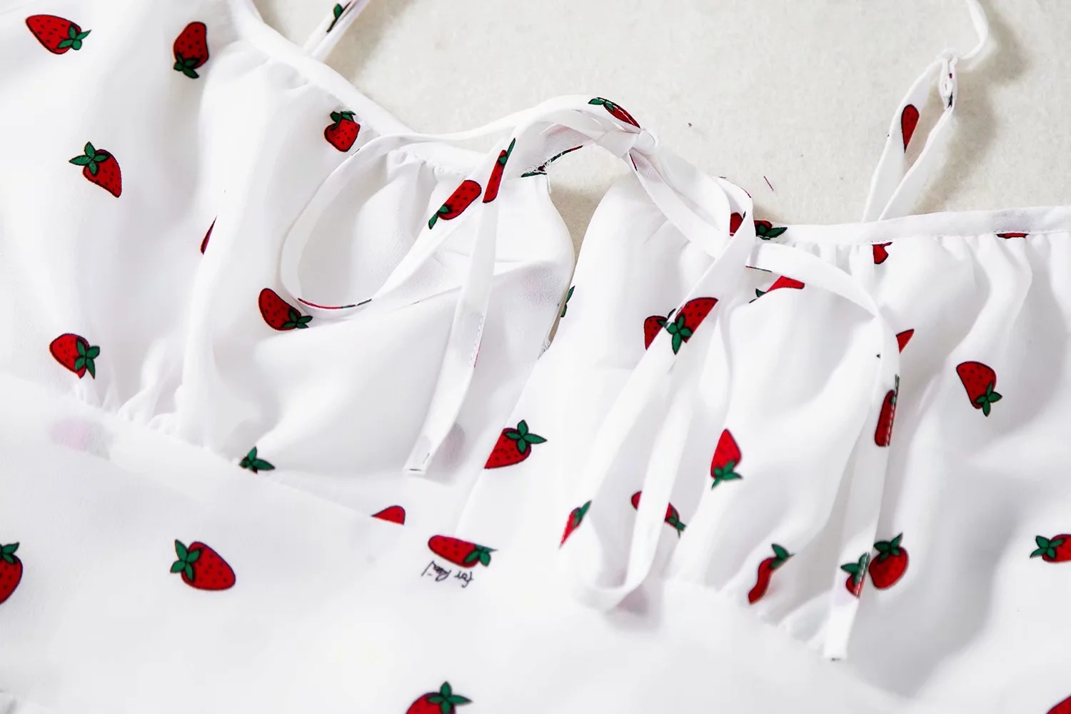 Women's strawberries printed suspender long dress