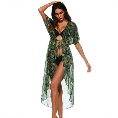 Women's printed loose bikini blouse