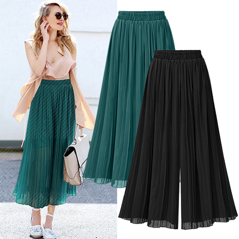 High waist casual cropped wide leg pants