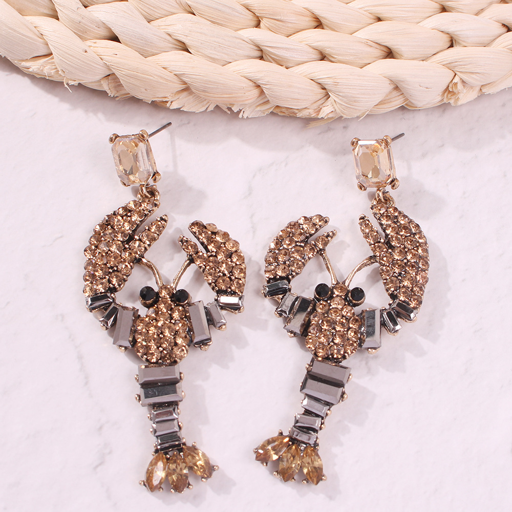 Lobster Stud Earrings Color Diamond Earrings