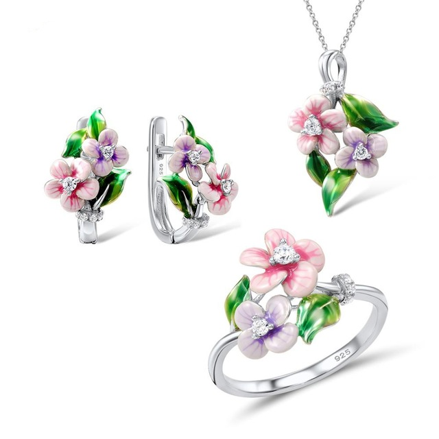 Flower Enamel Color Pendant Epoxy Earring Ring