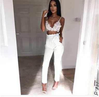 Spring summer 7 color belt trousers with pencil feet White - Shop at LoveMi