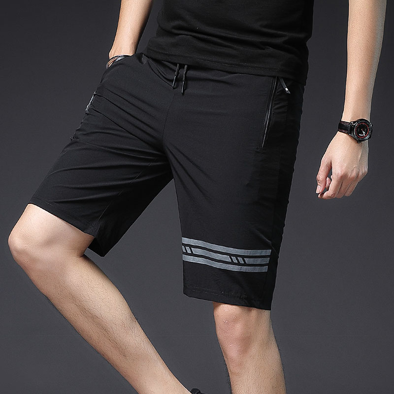 Zipper pocket short quick drying stretch pants for men