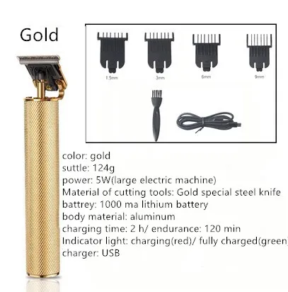 Longfeng hair clipper electric clipper oil head electric clipper - Gold Usb