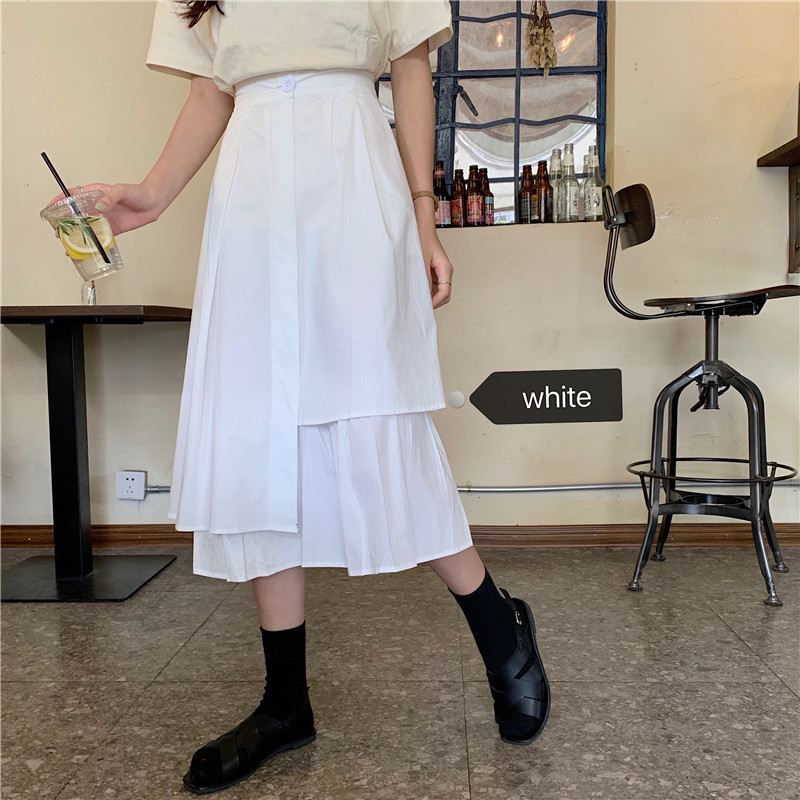 Irregular skirt with high waist and slim tooling