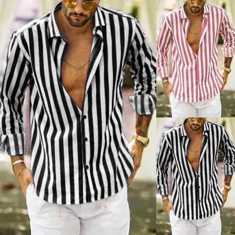 Men's Long Sleeve Striped Shirt
