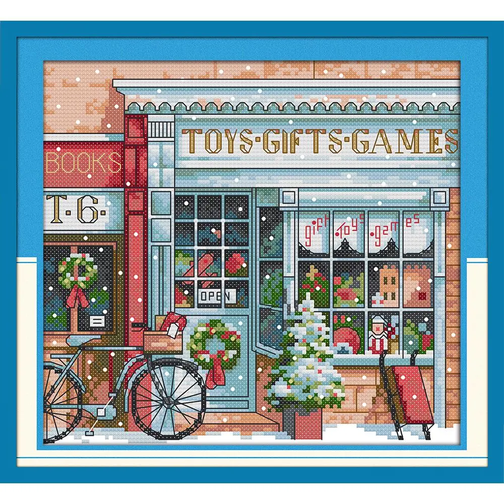 Christmas toy store cross stitch - Unprinted