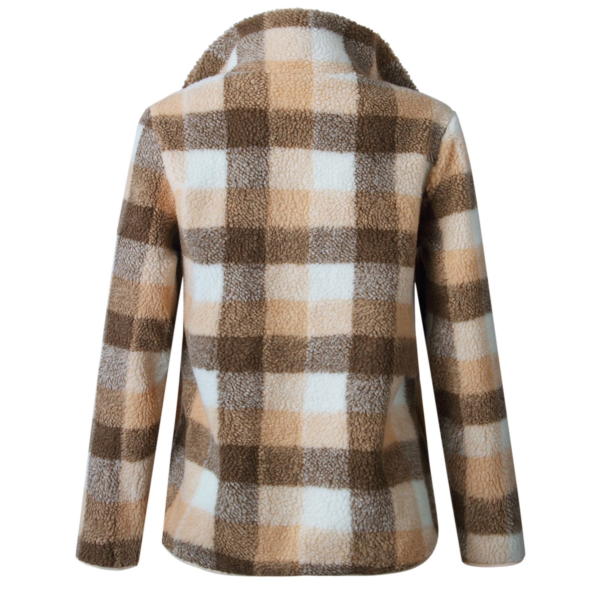 Fashion check zipper sweater coat