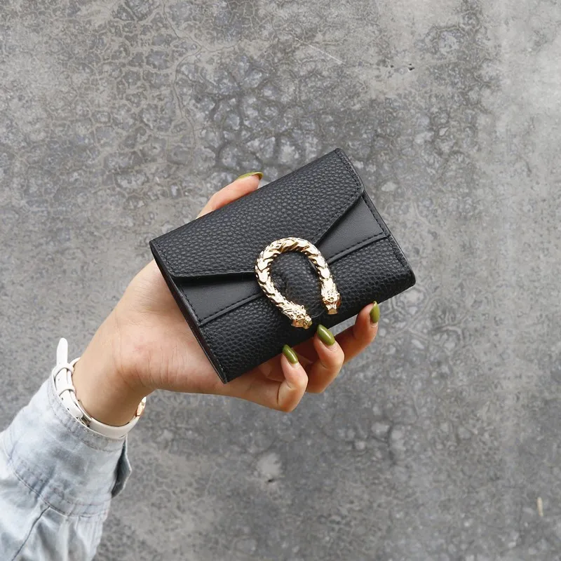 Short stitching leather bag - Black
