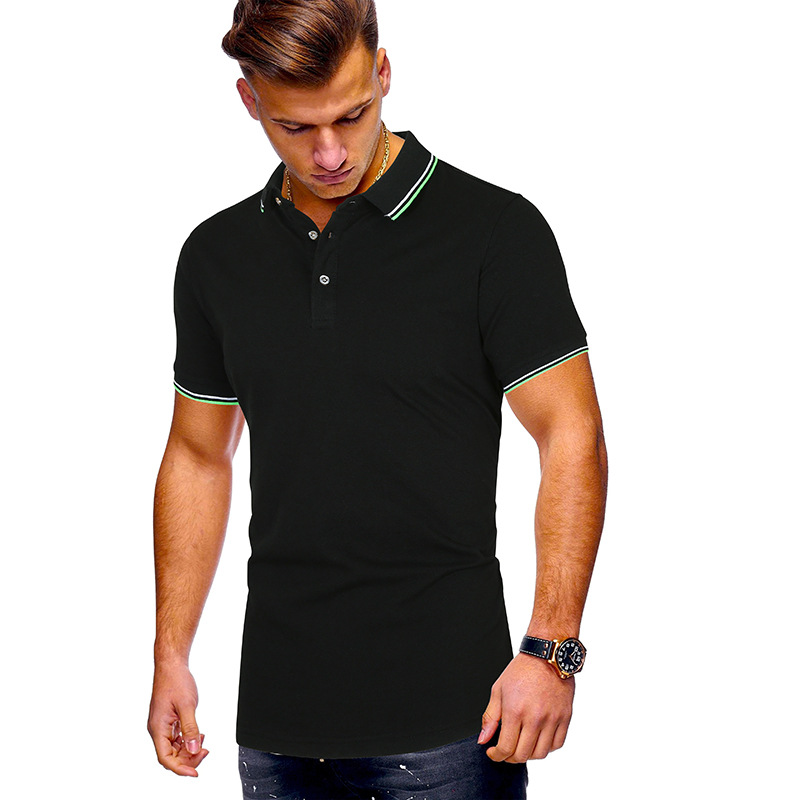 Solid color stripes stitching short sleeves