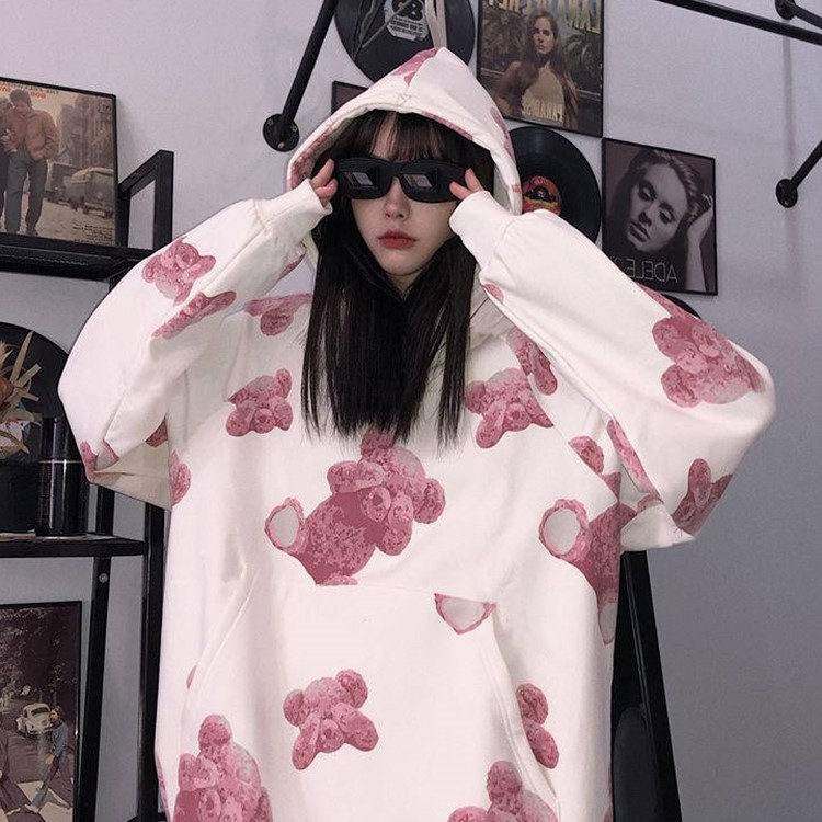 Full print bear hoodie sweatshirt