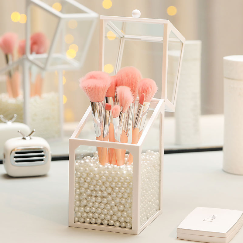 Glass makeup brush bucket White - Shop at LoveMi
