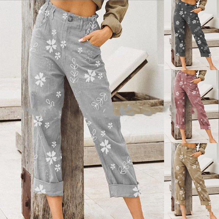 Women's fashion printed wild casual pants