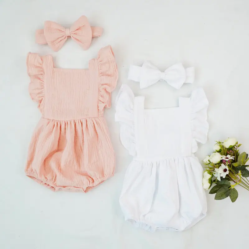 Ruffled Short-sleeved Girl Romper Wrinkle Bag Fart Clothing