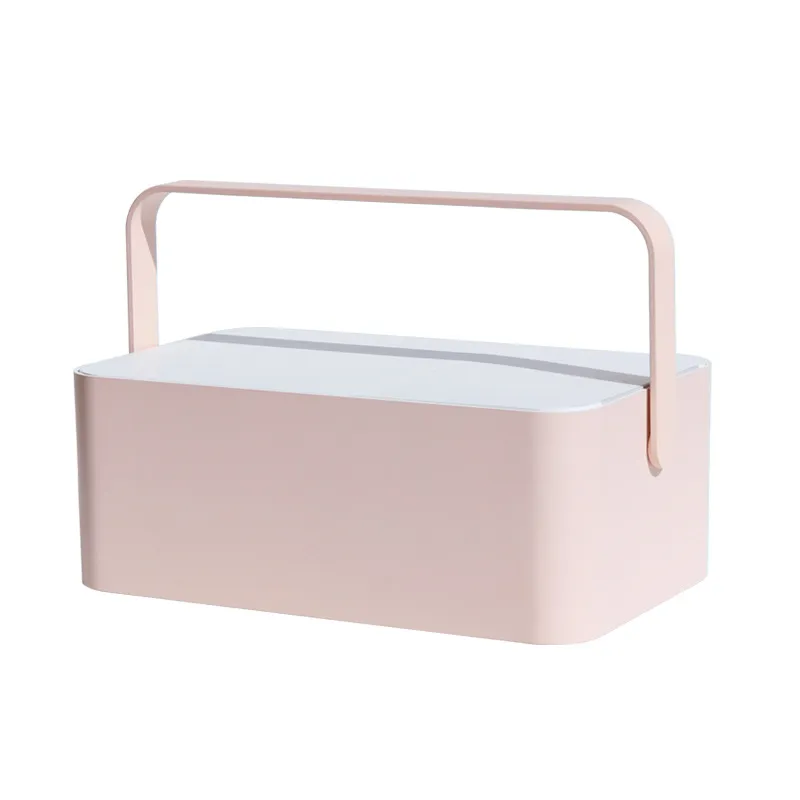 Portable makeup box with makeup lamp - Pink
