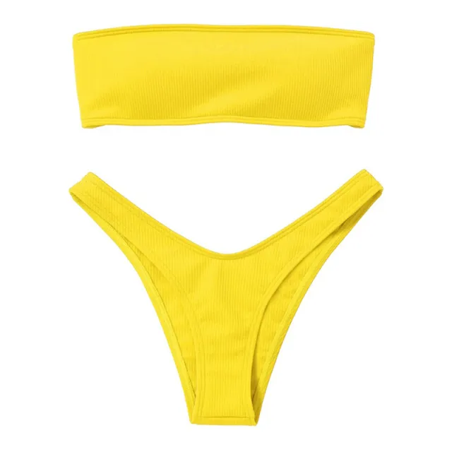 Tube top solid color leaky swimsuit Yellow - Shop at LoveMi