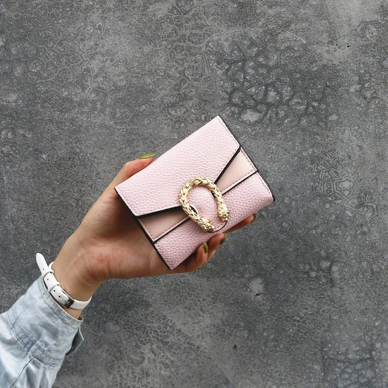 Short stitching leather bag - Pink
