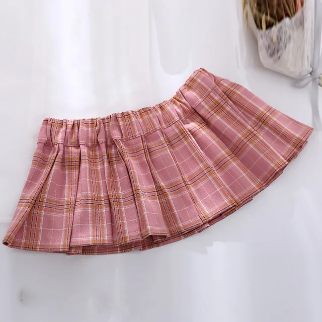 Women's college style pleated skirt Pink - Shop at LoveMi
