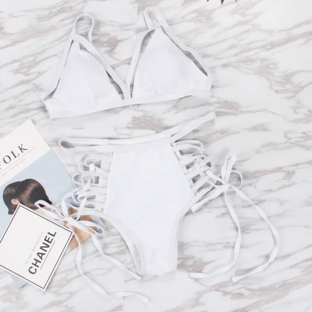 Sexy strap bikini split swimsuit White - Shop at LoveMi