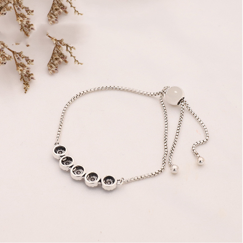 Round zircon silver bracelet