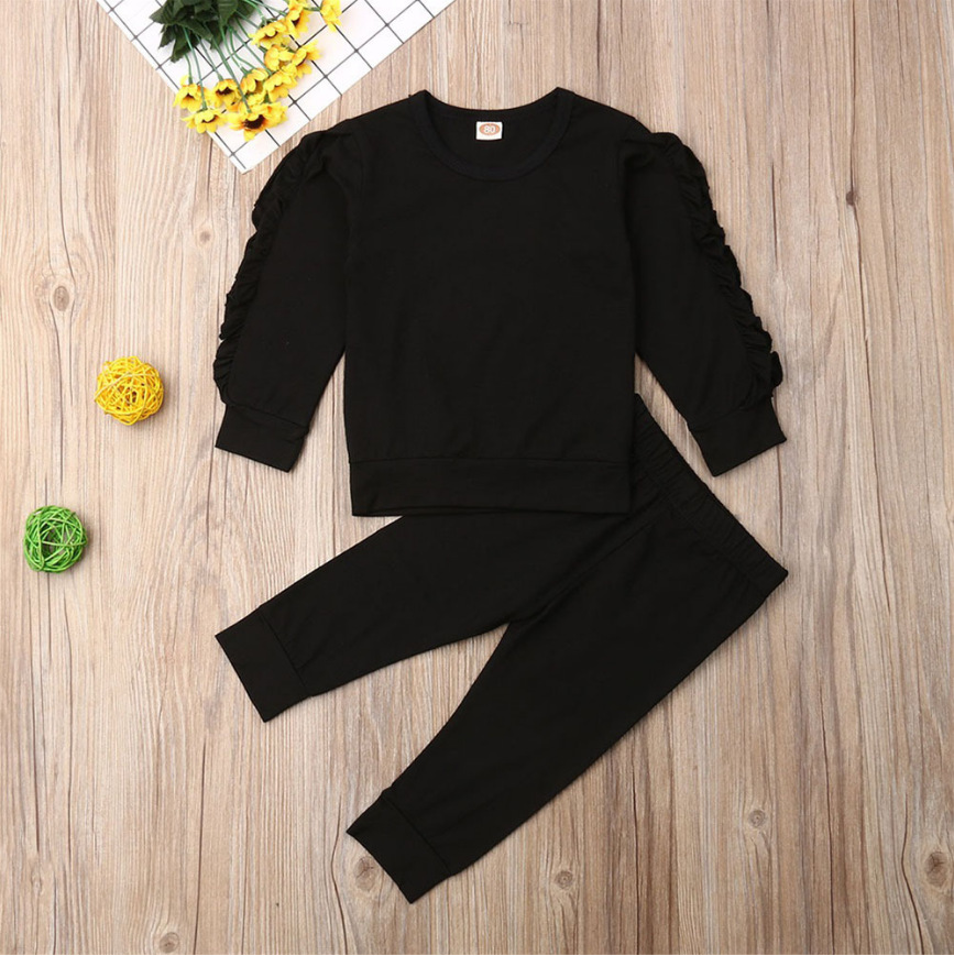 Solid children's lace sleeve toddler suit