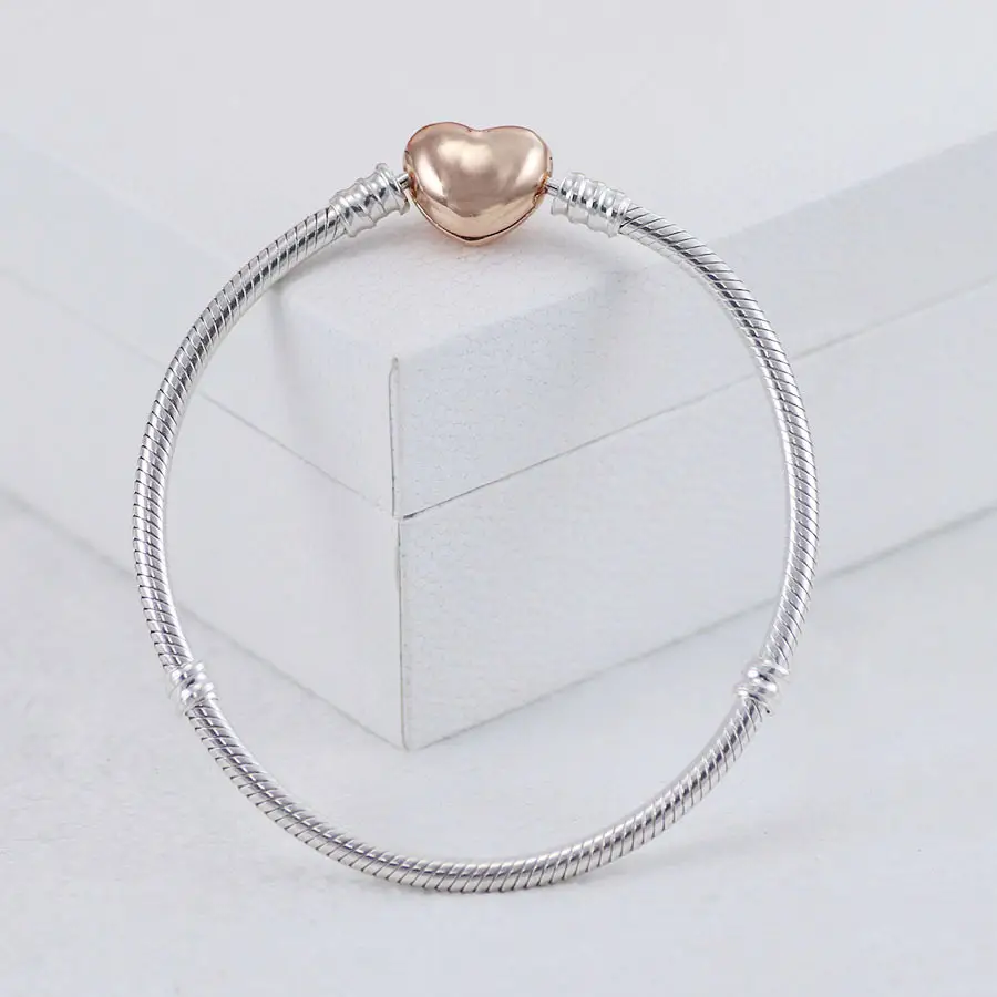 Rose Gold Heart chain buckle snake bone chain