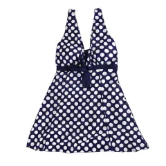 Print plus-size skirt split swimsuit - Polka Dots-5Xl - View 1