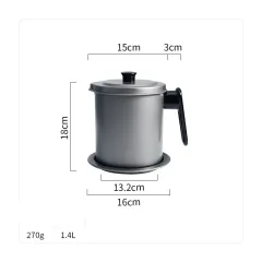 Stainless steel oil pot - Black - View 1