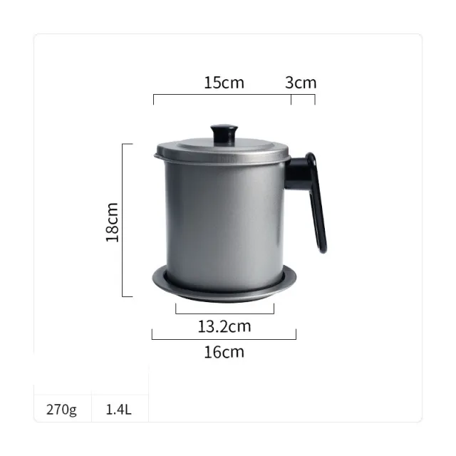 Stainless steel oil pot Black - Shop at LoveMi