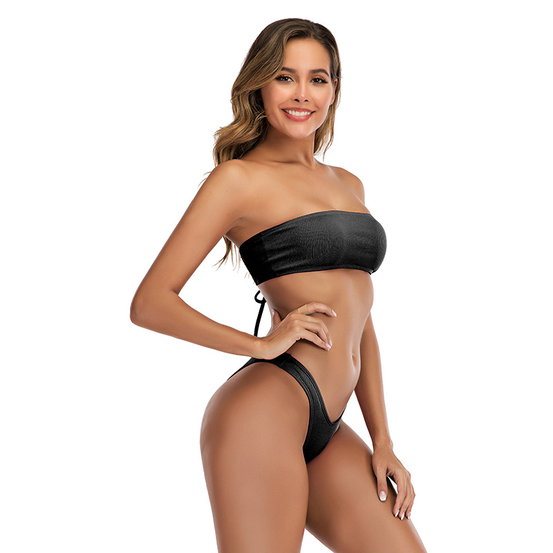 Tube top solid color leaky swimsuit - Image 4