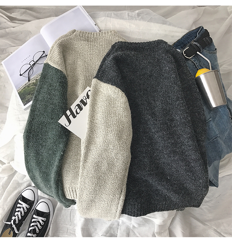 Contrast long sleeve sweater