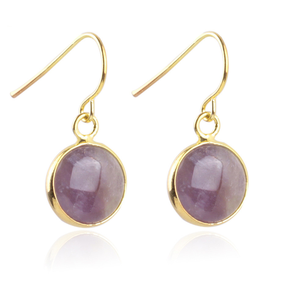 Natural convex crystal earrings