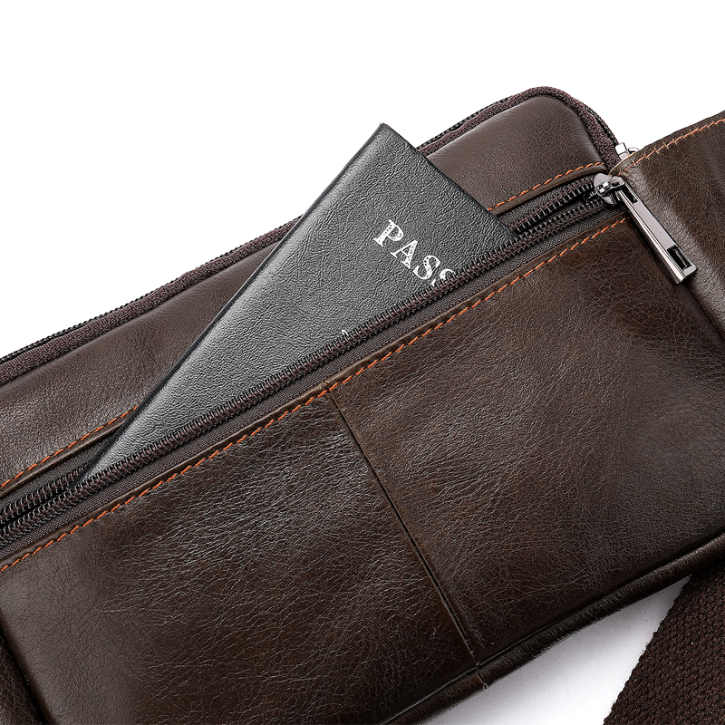Leather Men's head leather waist bag — foto 7
