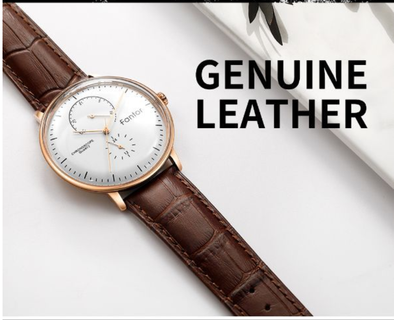 Waterproof super thin men's simple leather watch