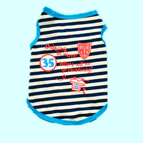 Dog cotton striped breathable t shirt Blue - Shop at LoveMi