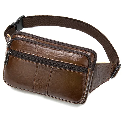 Leather Men's Head Waist Bag