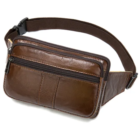 Leather Men's Head Waist Bag