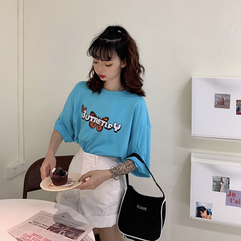 Super Fire Butterfly Print Casual Short Sleeve