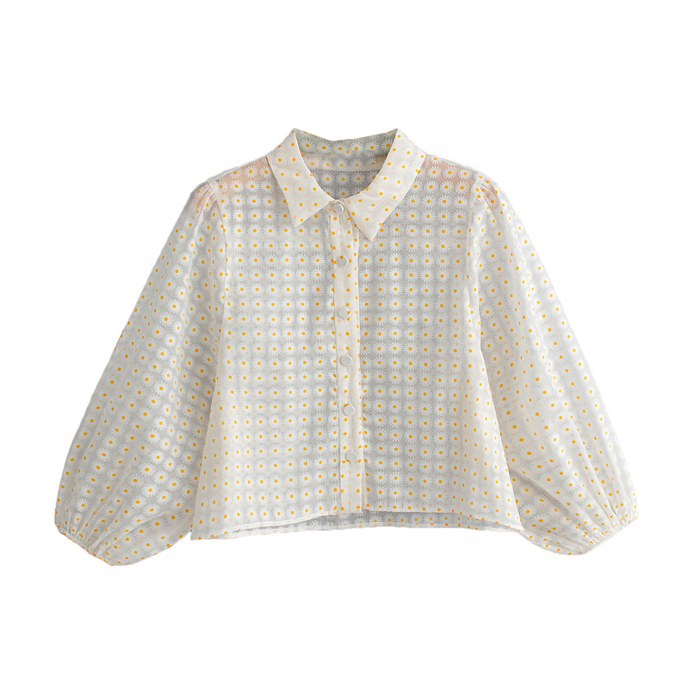 Floral print perspective top shirt