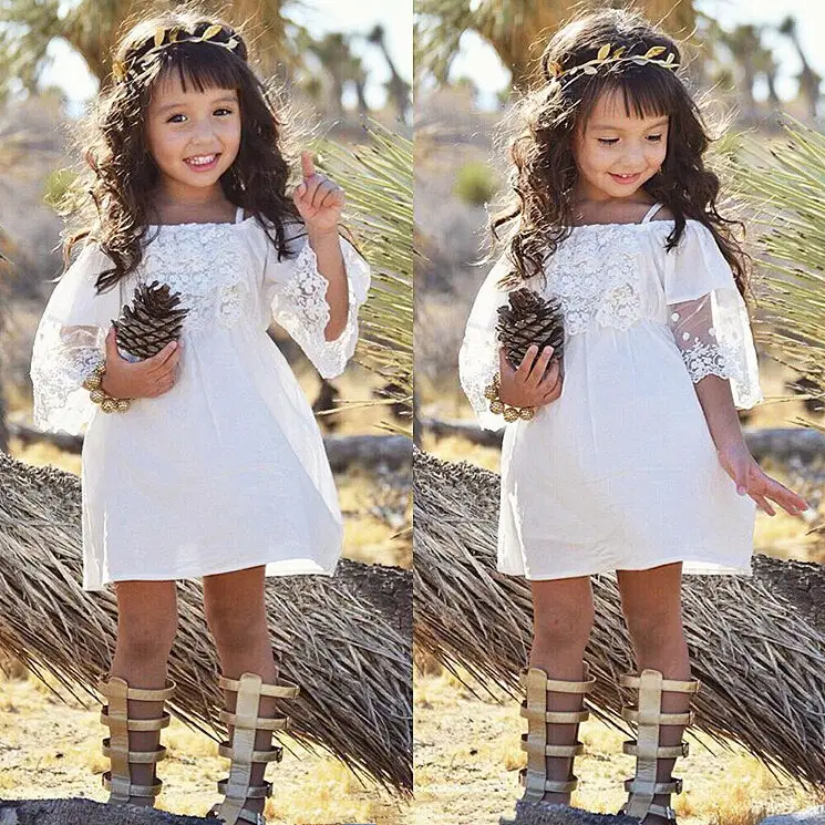 Girls' lace suspender dress