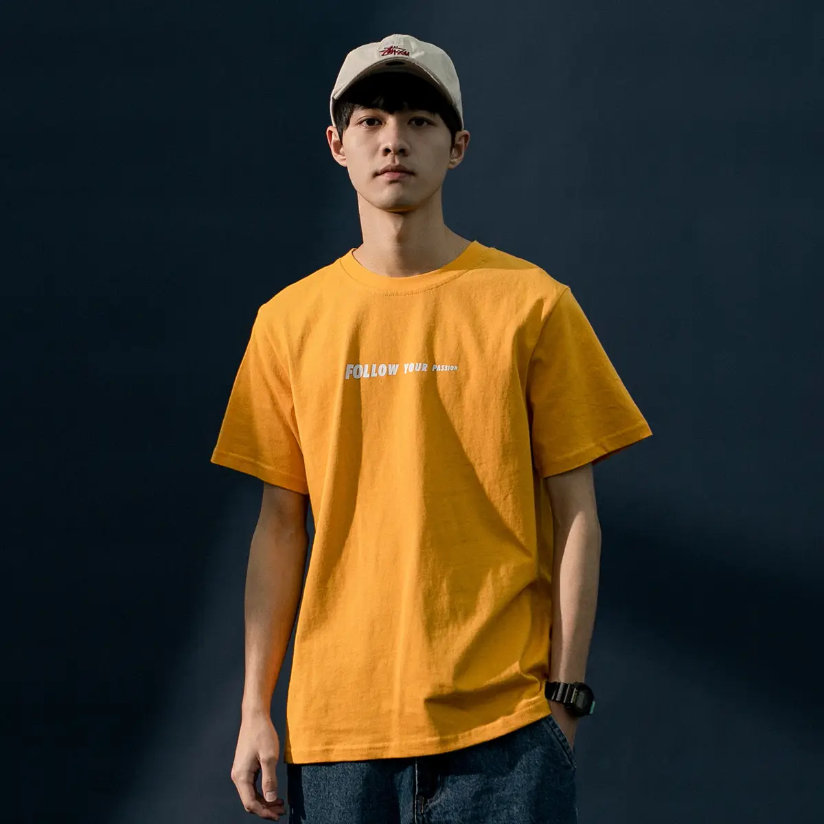 Men's summer round neck printed T-shirt