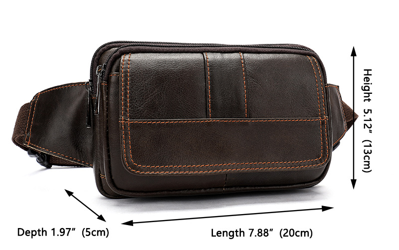 Leather Men's head leather waist bag — foto 13
