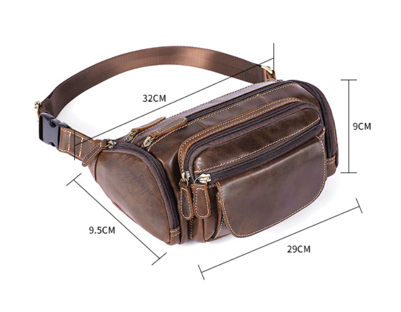Men's waist bag with leather on the top — view 3