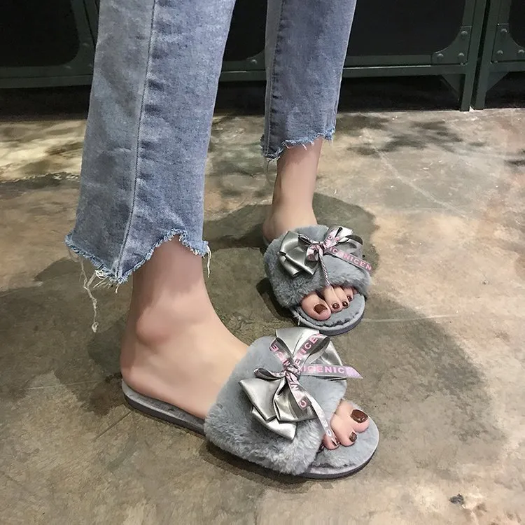 Women's solid color slippers - Grey
